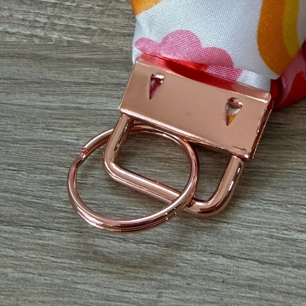 Scrunchie Keychain Wristlet Women OS Pink Orange Retro Floral Handmade